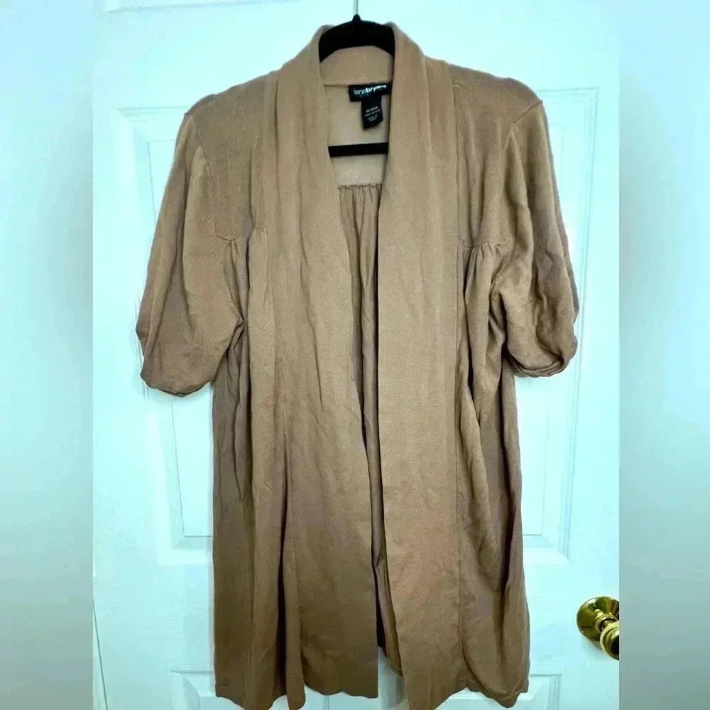 Lane Bryant Short Sleeve Open Front Sweater, Size 18/20, Brown